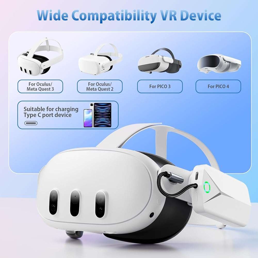 Battery Pack for Meta Quest 3/2, 5000mAh Extended Battery Charger for Oculus Quest 3/Quest 2, Lightweight VR Accessory Compatible with Original & Elite Strap – Double Playtime - Image 6