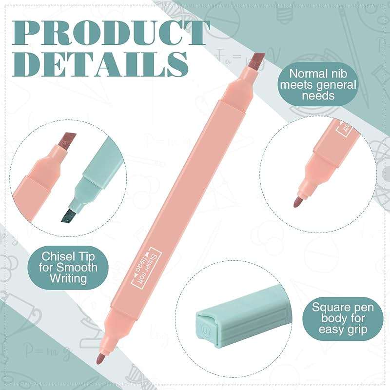 Meanplan 24 Pcs Aesthetic Cute Highlighters Double Ended Highlighter Mild Assorted Colors Pastel Highlighter with Soft Chisel Tip Pastel Markers No Bleed for Journal School(Vivid Color, Classical) - Image 4