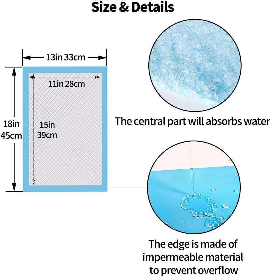 Amakunft Rabbit Pee Pads, Pet Toilet/ Potty Training Pads, Super Absorbent Guinea Pig Disposable Diaper for Hedgehog, Hamster, Chinchilla, Cat, Reptile and Other Small Animal (50pcs-18 x13, Blue) - Image 2