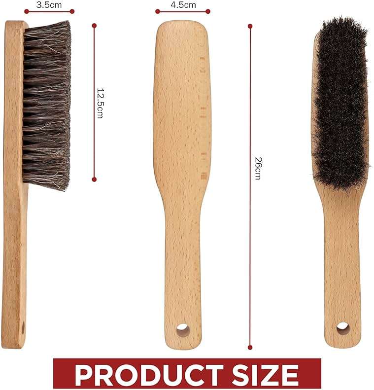 TAKAVU 10.2” Horsehair Brush, Hat Brush, Shoe Brush, Long Handle Felt Hat Cleaner, Soft Bristle Dusting Brush for Lint, Pet Hair – Wooden Wardrobe Brush for Hats, Suits, Upholstery - Image 3