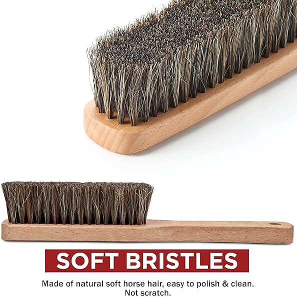 TAKAVU 10.2” Horsehair Brush, Hat Brush, Shoe Brush, Long Handle Felt Hat Cleaner, Soft Bristle Dusting Brush for Lint, Pet Hair – Wooden Wardrobe Brush for Hats, Suits, Upholstery - Image 4
