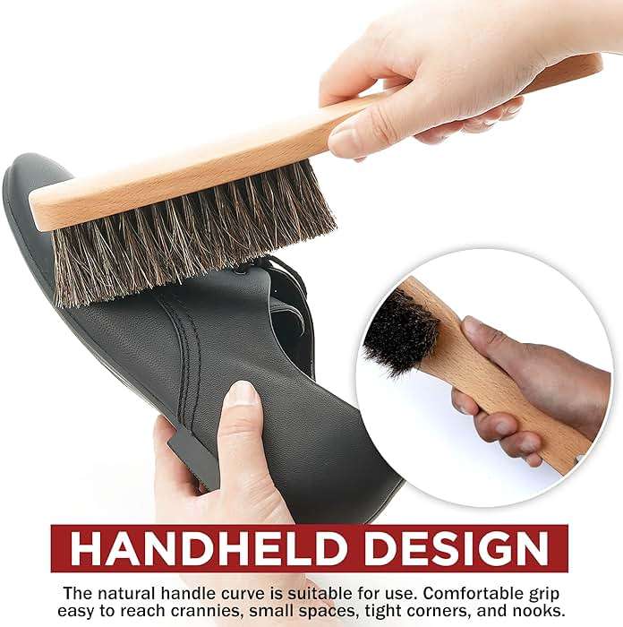 TAKAVU 10.2” Horsehair Brush, Hat Brush, Shoe Brush, Long Handle Felt Hat Cleaner, Soft Bristle Dusting Brush for Lint, Pet Hair – Wooden Wardrobe Brush for Hats, Suits, Upholstery - Image 5