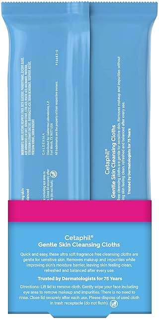 Cetaphil Face and Body Wipes, Gentle Skin Cleansing Cloths, 50 Count, Twin Pack, for Dry, Sensitive Skin, Flip Top Closure, Great for the Gym, Travel, in the Car, Hypoallergenic, Fragrance Free - Image 2