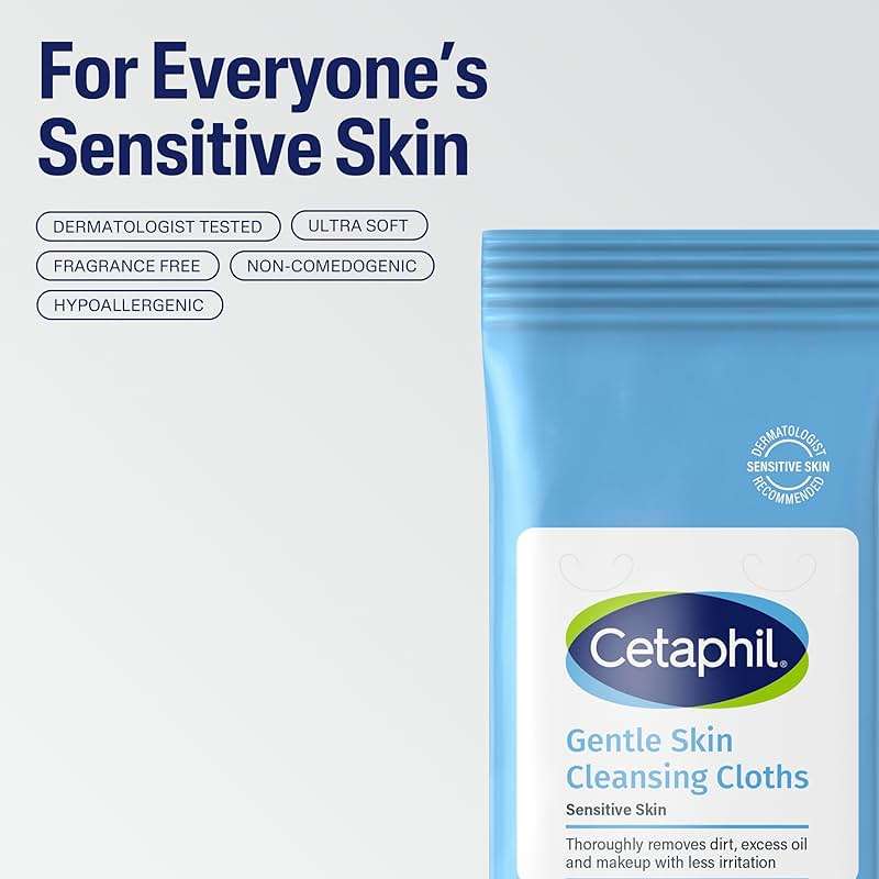 Cetaphil Face and Body Wipes, Gentle Skin Cleansing Cloths, 50 Count, Twin Pack, for Dry, Sensitive Skin, Flip Top Closure, Great for the Gym, Travel, in the Car, Hypoallergenic, Fragrance Free - Image 8