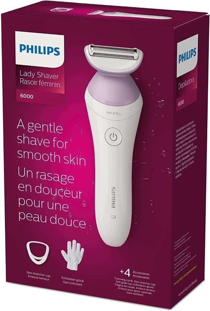 Philips Beauty Lady Electric Shaver Series 6000, Cordless with 4 Accessories, BRL136/00, White - Image 6