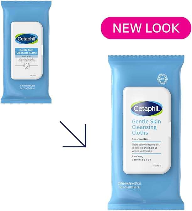 Cetaphil Face and Body Wipes, Gentle Skin Cleansing Cloths, 25 Count (Pack of 3), for Dry, Sensitive Skin, Flip Top Closure, Great for the Gym, Travel, in the Car, Hypoallergenic, Fragrance Free - Image 3