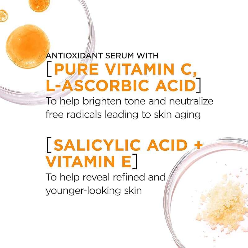L'Oreal Paris Revitalift 12% Pure Vitamin C Serum, Brightening Serum For Face with Vitamin E, Salicylic Acid, 1 oz + Moisturizer Sample - Image 2