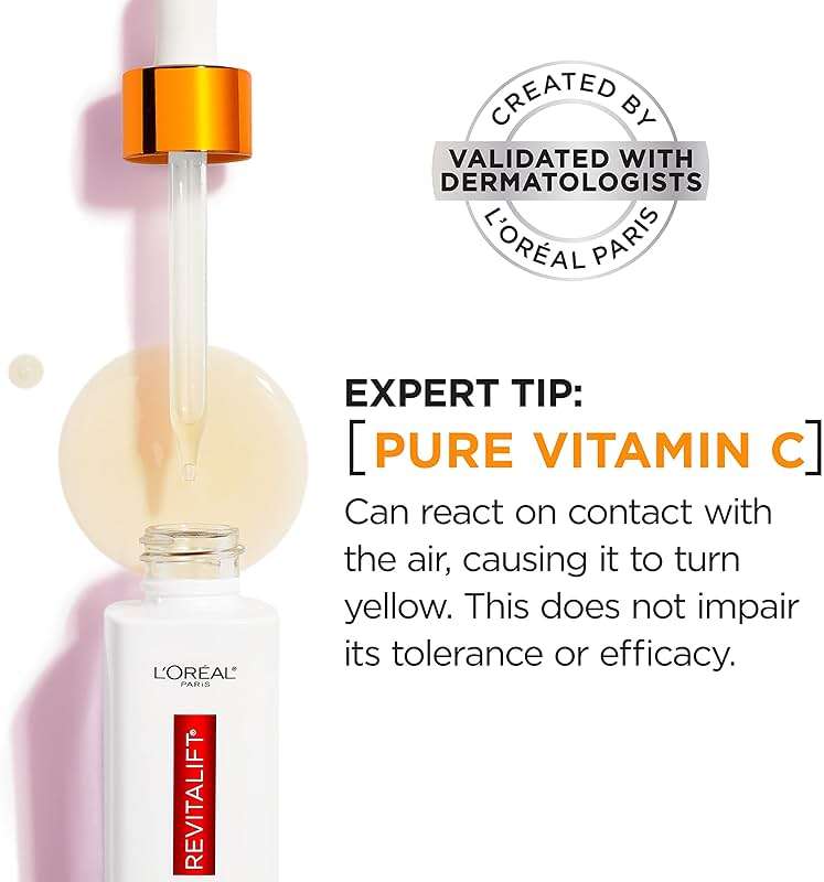 L'Oreal Paris Revitalift 12% Pure Vitamin C Serum, Brightening Serum For Face with Vitamin E, Salicylic Acid, 1 oz + Moisturizer Sample - Image 9