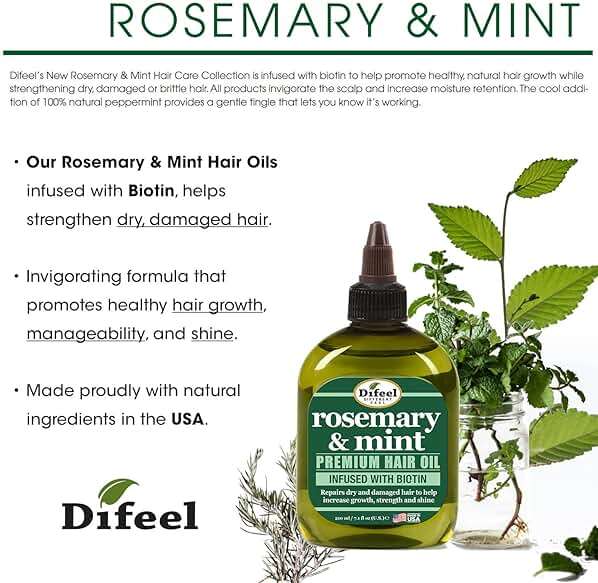 Difeel Rosemary and Mint Premium Hair Oil with Biotin 7.1 oz. - Natural Rosemary Oil for Hair Growth & Biotin - Image 2