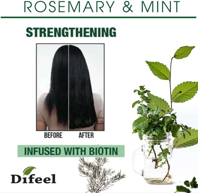 Difeel Rosemary and Mint Premium Hair Oil with Biotin 7.1 oz. - Natural Rosemary Oil for Hair Growth & Biotin - Image 4