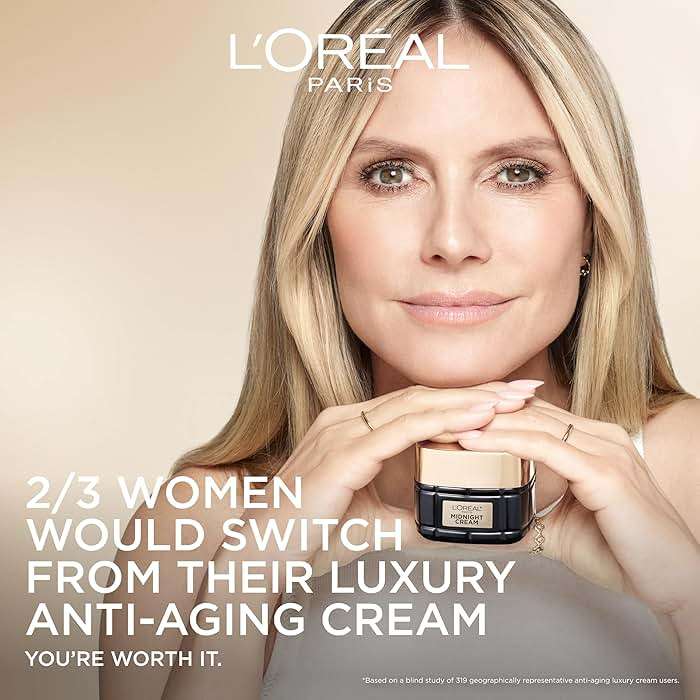 L'Oreal Paris Age Perfect Anti-Aging Midnight Cream, Face Moisturizer with Shea Butter to Reduce Wrinkles and Firm Skin, 1.7oz + Serum Sample - Image 2