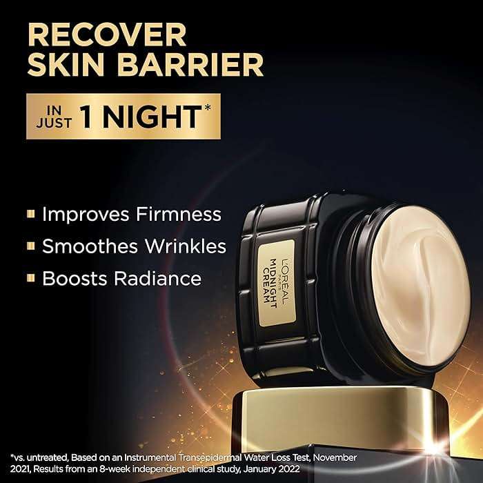 L'Oreal Paris Age Perfect Anti-Aging Midnight Cream, Face Moisturizer with Shea Butter to Reduce Wrinkles and Firm Skin, 1.7oz + Serum Sample - Image 4