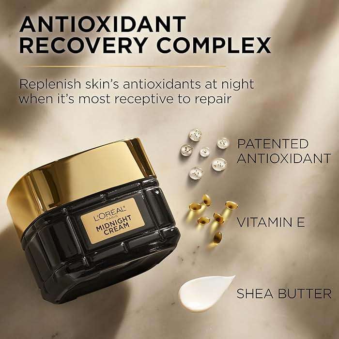 L'Oreal Paris Age Perfect Anti-Aging Midnight Cream, Face Moisturizer with Shea Butter to Reduce Wrinkles and Firm Skin, 1.7oz + Serum Sample - Image 5