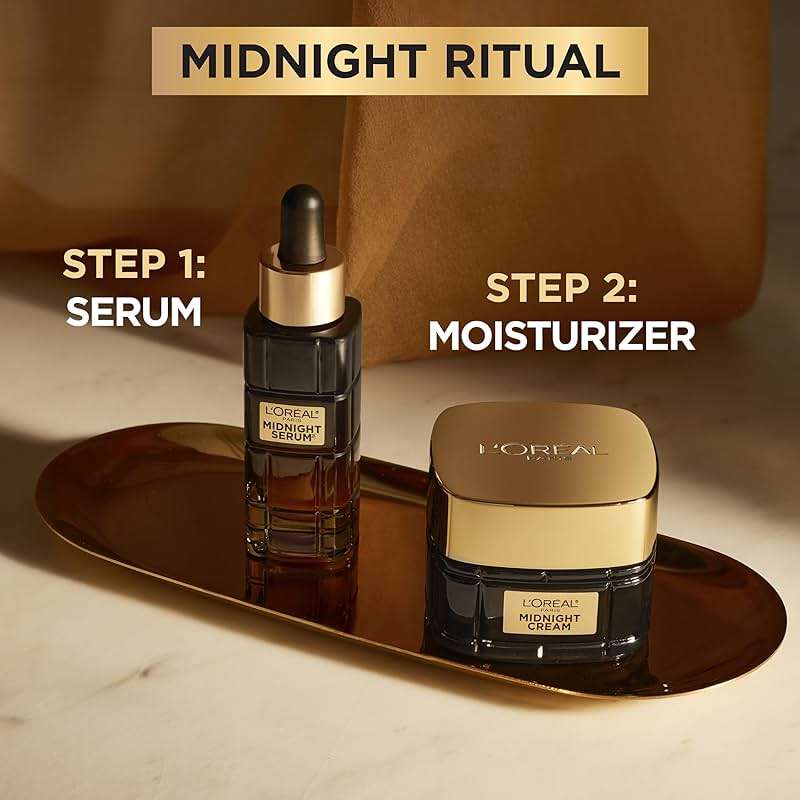 L'Oreal Paris Age Perfect Anti-Aging Midnight Cream, Face Moisturizer with Shea Butter to Reduce Wrinkles and Firm Skin, 1.7oz + Serum Sample - Image 6