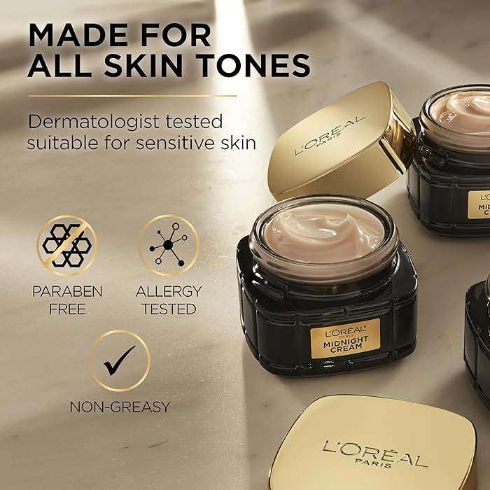 L'Oreal Paris Age Perfect Anti-Aging Midnight Cream, Face Moisturizer with Shea Butter to Reduce Wrinkles and Firm Skin, 1.7oz + Serum Sample - Image 7