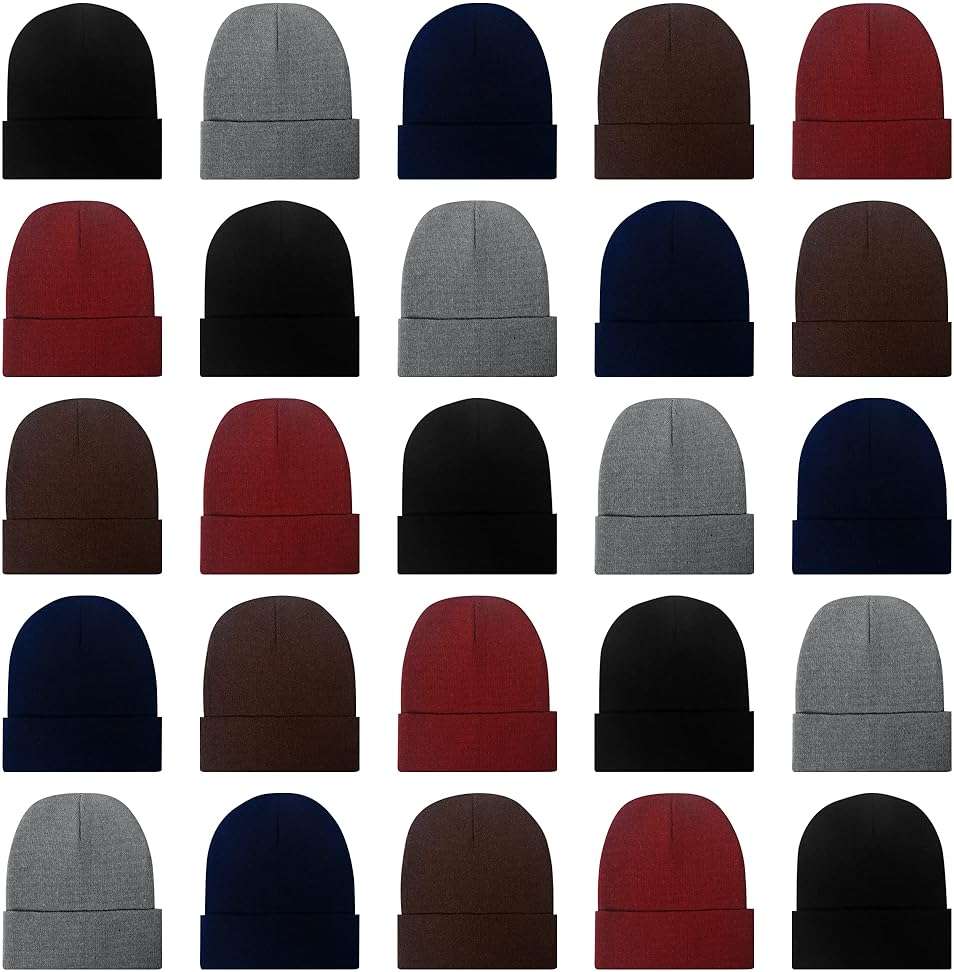 LYDTICK 25 Pack Winter Beanie Hats Bulk for Men Women, Wholesale Knit Beanies Cold Weather Skull Caps - Image 1