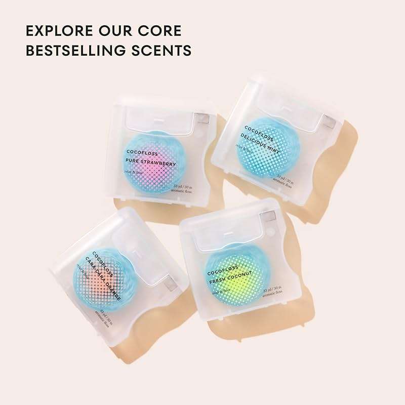 Cocofloss Expanding Woven Dental Floss by Cocolab, Waxed Tooth Floss for Daily Oral Care, Coconut Oil Infused, Vegan, for Adults and Kids, Signature Set, 4 Pack - Image 3