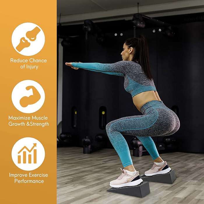 Paterlof Squat Wedge for Easier Squats: 2-Pack Non-Slip Blocks with Guides | Improve Knees Ankles Mobility for Split Squats Weightlifting Deadlitf Fitness Enthusiasts Home Exercisers Daily Workout - Image 3
