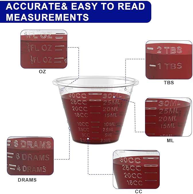 ReliMedPro Disposable Medicine Cups Graduated, pack of 300, 1 oz (30ml) Small Plastic Measuring Cup for Liquid Medication, Paint, Epoxy, Pill and Resin - Image 3