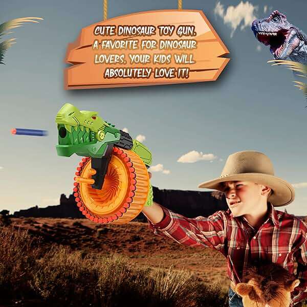 Toy Gun Toy Foam Blasters with 120 Foam Bullets, 40-Dart Rotating Drum, Foam Dart Gun Shooting Game for Indoor Outdoor Activity, Dinosaur Toys Birthday Xmas Gifts for Kids, Teens, Adults 6+ - Image 2