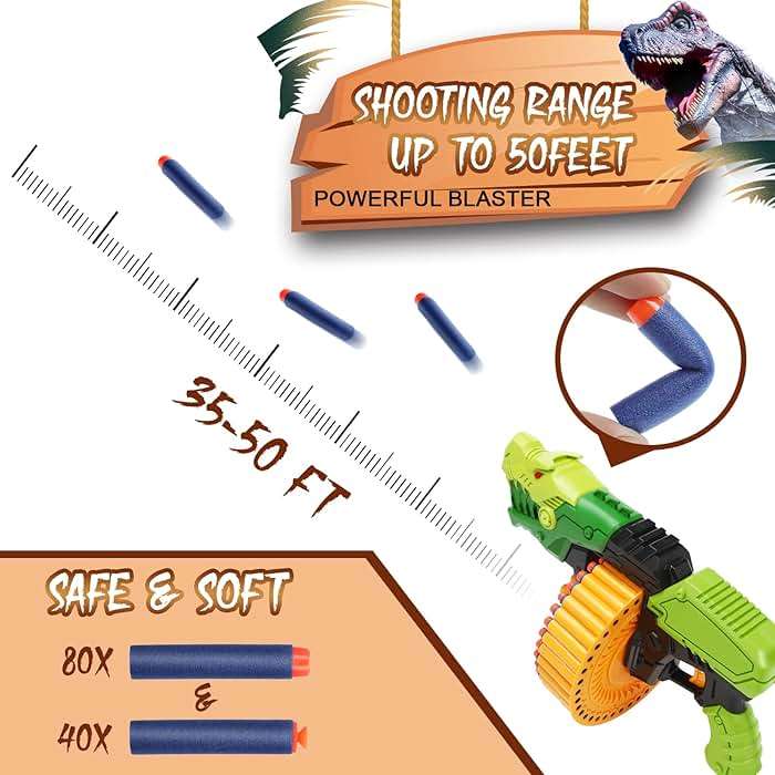 Toy Gun Toy Foam Blasters with 120 Foam Bullets, 40-Dart Rotating Drum, Foam Dart Gun Shooting Game for Indoor Outdoor Activity, Dinosaur Toys Birthday Xmas Gifts for Kids, Teens, Adults 6+ - Image 5