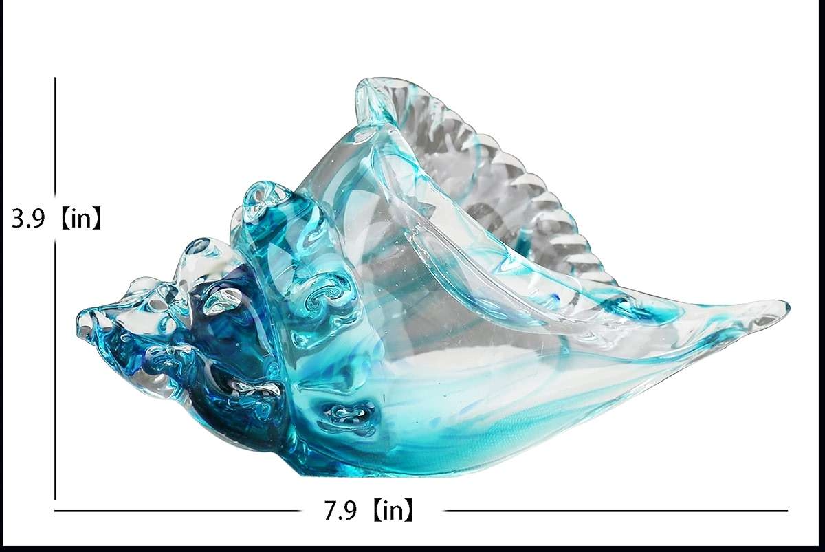 Hand-blown glass conch sculpture, modern green sea glass art decorative conch statue, coastal decor shell sculpture, suitable for living room TV cabinets, offices, shelf decorations and ornaments. - Image 3