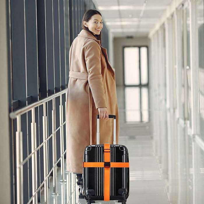 Luggage Straps for Suitcases TSA Approved Travel Belt 4 Pack by Chelmon(Orange) - Image 7
