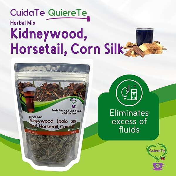 Palo Azul Tea, Kidneywood, Horsetail, Corn Silk, Quiere Te, 5.3 oz (150 grams), Up to 100 Cups, Cyclolepis Genistoides, Herbal, Blue Stick Tea, Resealable Bag, Product From Mexico, 100% Natural - Image 4
