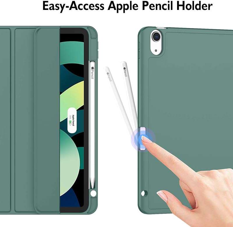 ZryXal iPad Air 11 Inch Case M4 2026/ M3 (2025)/ M2 (2024), iPad Air 5th (2022)/ 4th Generation (2020) 10.9 Inch - Smart Cover with Pencil Holder and Soft TPU Back, Auto Wake/Sleep(New Midnight Green) - Image 3