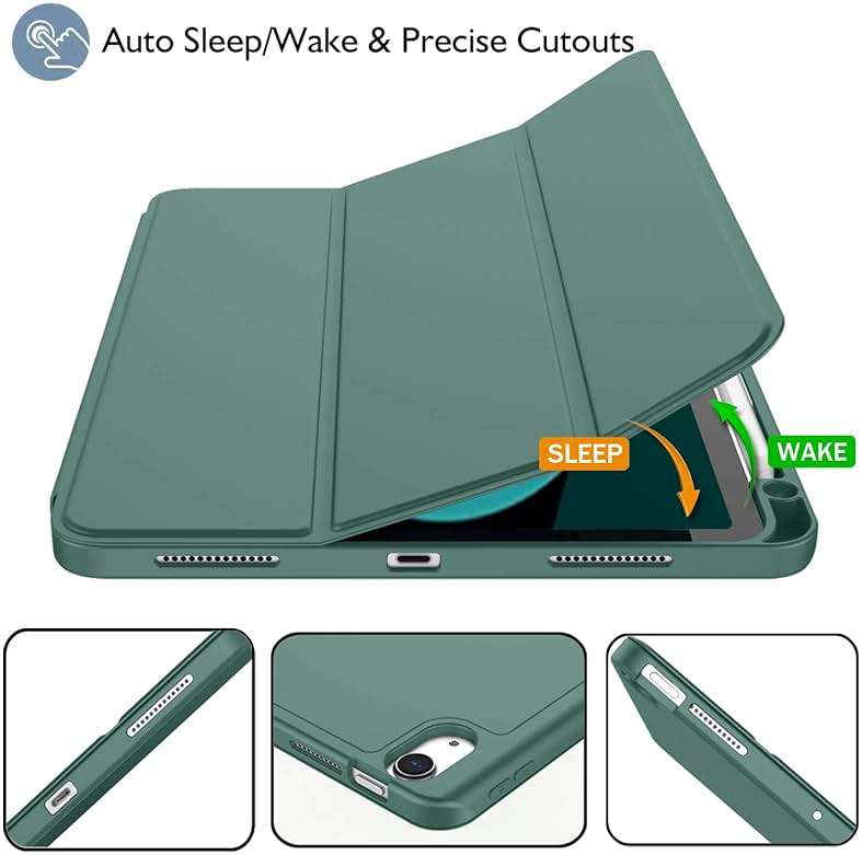 ZryXal iPad Air 11 Inch Case M4 2026/ M3 (2025)/ M2 (2024), iPad Air 5th (2022)/ 4th Generation (2020) 10.9 Inch - Smart Cover with Pencil Holder and Soft TPU Back, Auto Wake/Sleep(New Midnight Green) - Image 5