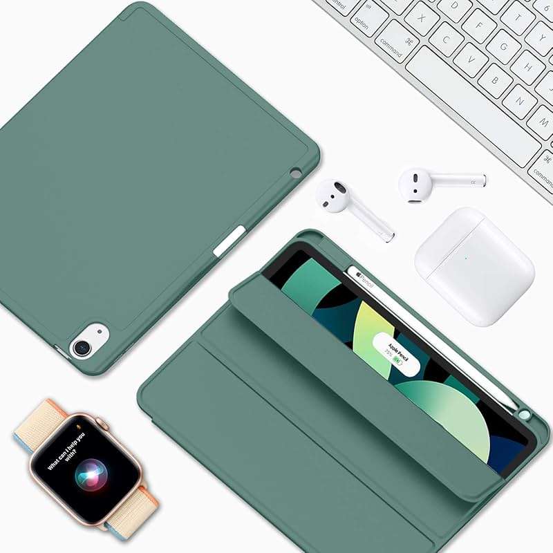 ZryXal iPad Air 11 Inch Case M4 2026/ M3 (2025)/ M2 (2024), iPad Air 5th (2022)/ 4th Generation (2020) 10.9 Inch - Smart Cover with Pencil Holder and Soft TPU Back, Auto Wake/Sleep(New Midnight Green) - Image 7