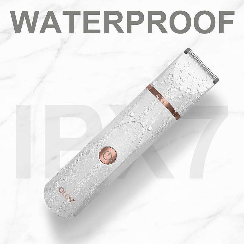 OLOV Electric Body Hair Trimmer - Groin Trimmer for Men - Bikini Trimmer Women - Wet/Dry Shaver Groomer, Replaceable Ceramic Blade Heads, USB Recharge Dock, Waterproof Hygiene Razor, White - Image 6