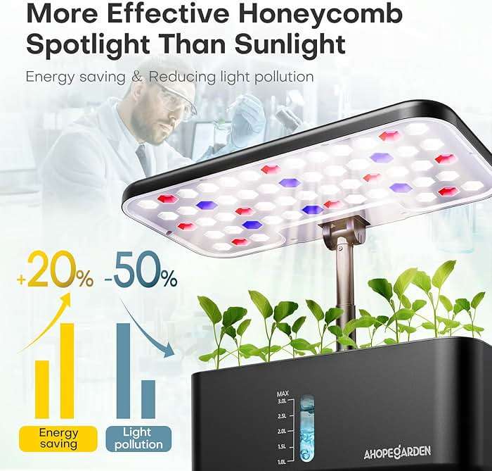 Ahopegarden Indoor Garden Hydroponics Growing System: 10 Pods Plant Germination Kit Herb Vegetable Growth Lamp Countertop with LED Grow Light - Hydrophonic Planter Grower Harvest Lettuce - Image 2