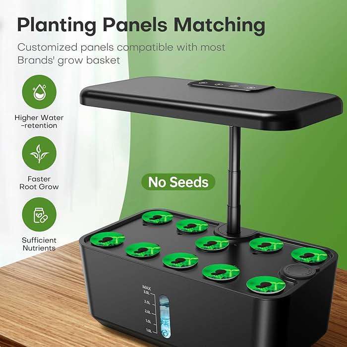 Ahopegarden Indoor Garden Hydroponics Growing System: 10 Pods Plant Germination Kit Herb Vegetable Growth Lamp Countertop with LED Grow Light - Hydrophonic Planter Grower Harvest Lettuce - Image 3