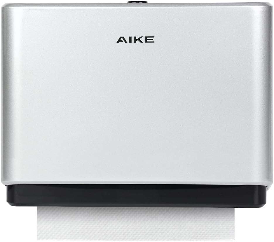 AIKE Wall Mount Paper Towel Dispenser, Fit Multifold Paper Towel Folded Size 10"x3.1" or Smaller, 200 Sheets Capacity Silver Finish - Image 1