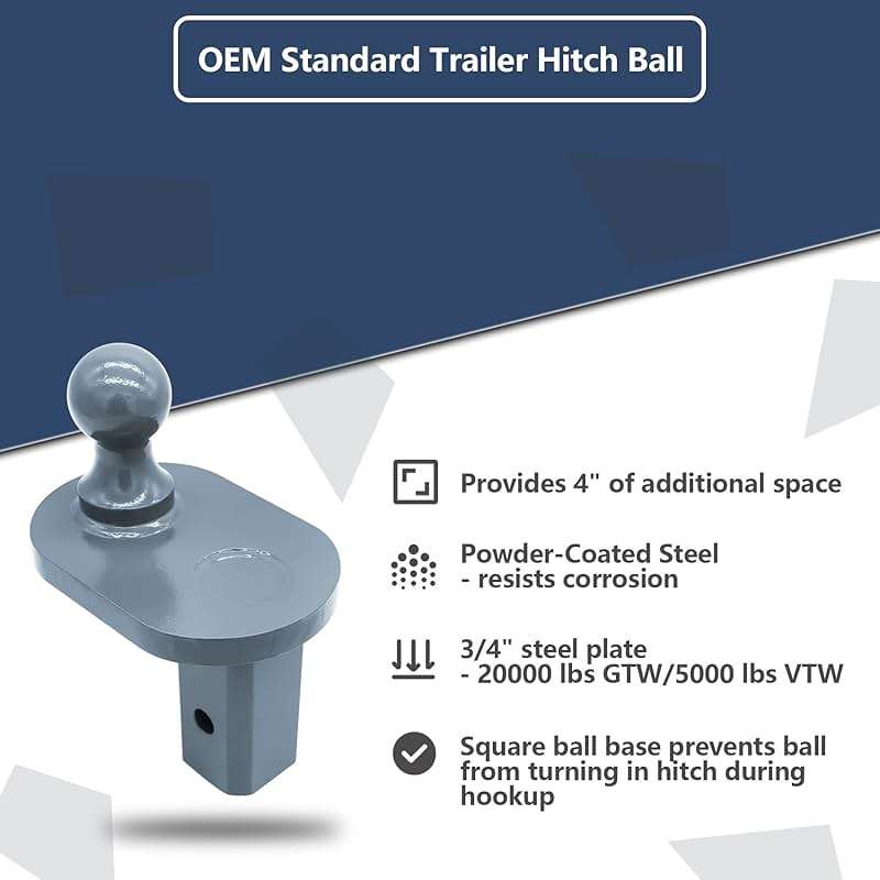 GNXA4085, 4" Offset Ball Compatible With B&W Turnoverball Gooseneck Trailer Hitches, Heavy Duty Extender | 20000 lbs GTW/ 5000 lbs VTW, 2-5/16 Inch Diameter - Image 5