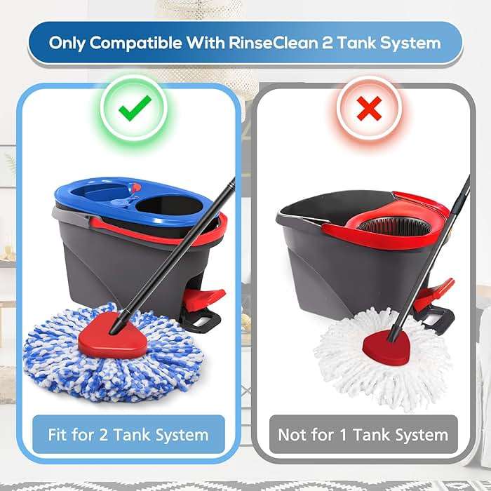 4 Pack RinseClean Spin Mop Replacement Head Spin Mop Refills Compatible with O Ceda RinseClean Dual System, Microfiber Mop Easy Cleaning Floor Head Mo-p for Floor Cleaning RinseClean 2 Tank System - Image 2
