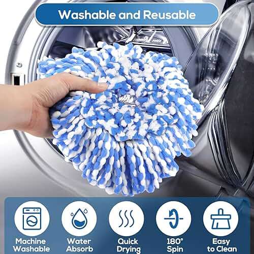 4 Pack RinseClean Spin Mop Replacement Head Spin Mop Refills Compatible with O Ceda RinseClean Dual System, Microfiber Mop Easy Cleaning Floor Head Mo-p for Floor Cleaning RinseClean 2 Tank System - Image 3