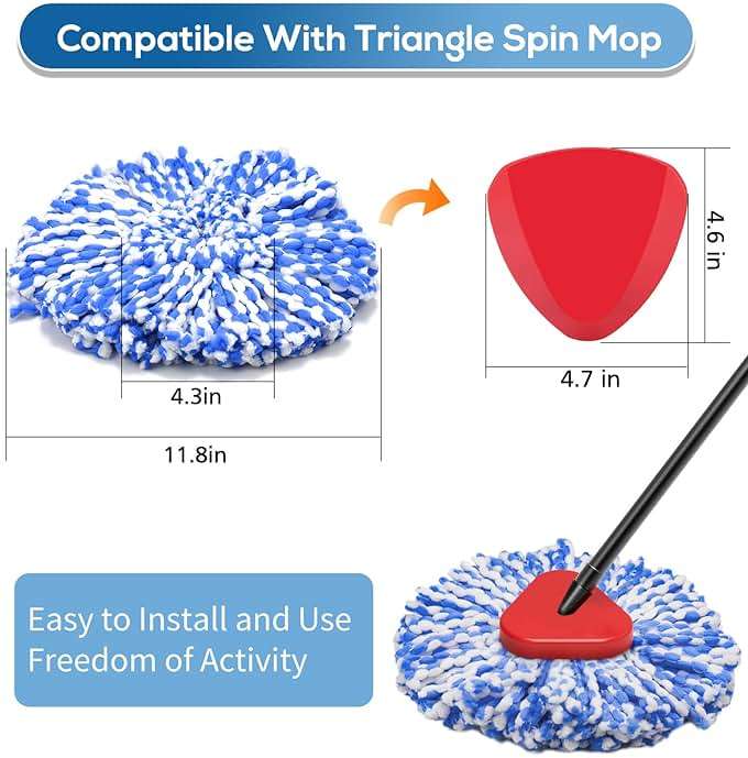 4 Pack RinseClean Spin Mop Replacement Head Spin Mop Refills Compatible with O Ceda RinseClean Dual System, Microfiber Mop Easy Cleaning Floor Head Mo-p for Floor Cleaning RinseClean 2 Tank System - Image 4