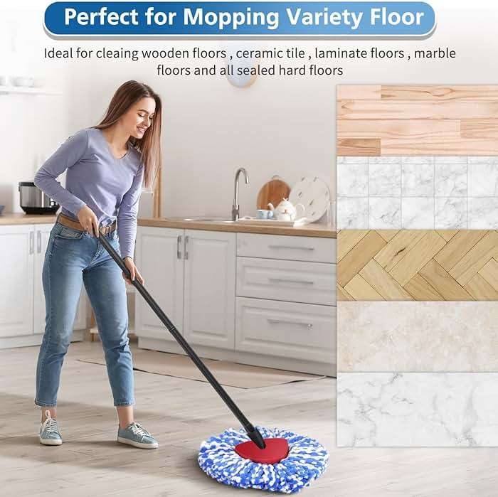 4 Pack RinseClean Spin Mop Replacement Head Spin Mop Refills Compatible with O Ceda RinseClean Dual System, Microfiber Mop Easy Cleaning Floor Head Mo-p for Floor Cleaning RinseClean 2 Tank System - Image 7