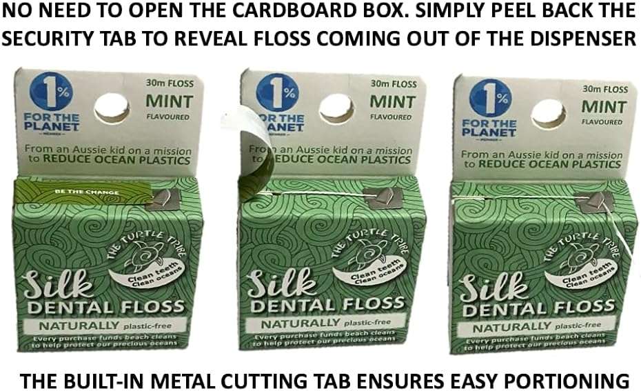The Turtle Tribe® Natural Dental Floss, 33 Yards, 100% Pure Silk Floss, Plastic Free, PFAS Free, Funding Beach Cleans to Protect Our Precious Oceans, Mint Flavour - Image 5