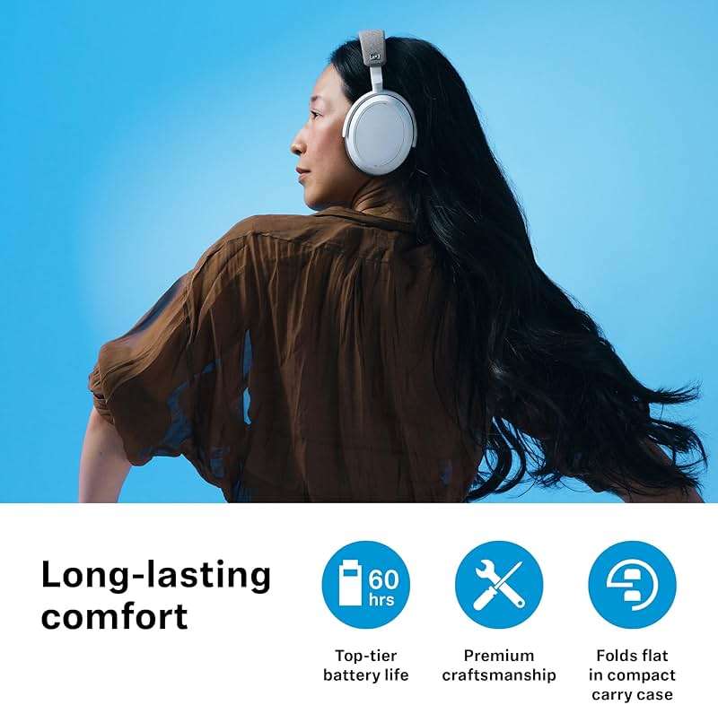 Sennheiser Momentum 4 Wireless Noise Cancelling Headphones - Bluetooth Headset for Crystal-Clear Calls with Adaptive Noise Cancellation, Over-Ear Headphones, 60h Battery Life, Folding Design, Black - Image 5