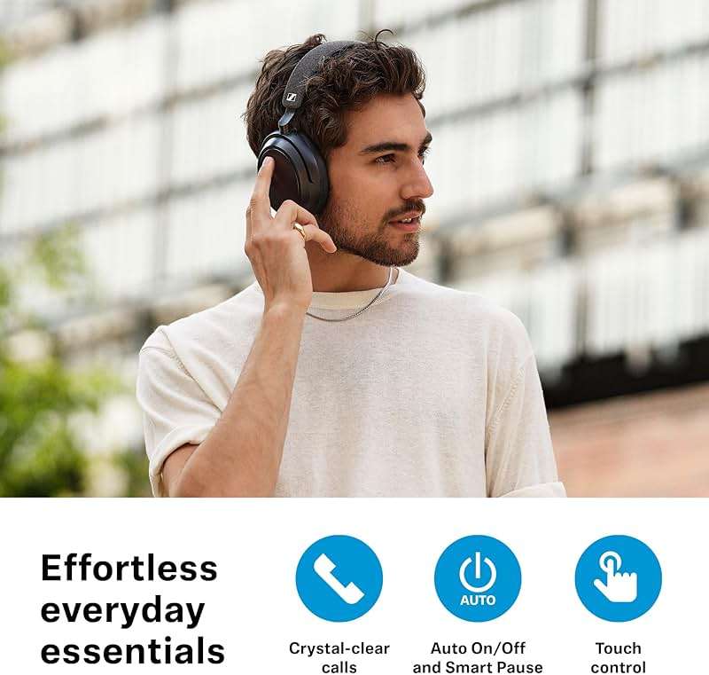 Sennheiser Momentum 4 Wireless Noise Cancelling Headphones - Bluetooth Headset for Crystal-Clear Calls with Adaptive Noise Cancellation, Over-Ear Headphones, 60h Battery Life, Folding Design, Black - Image 8