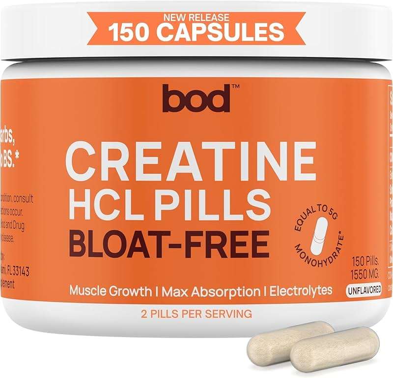 Bod Creatine HCL Capsules – 150 Pills | Creatine Hydrochloride Supplement for Men & Women | Easy-to-Swallow Alternative to Monohydrate Powder, Unflavored & Keto-Friendly - Image 1