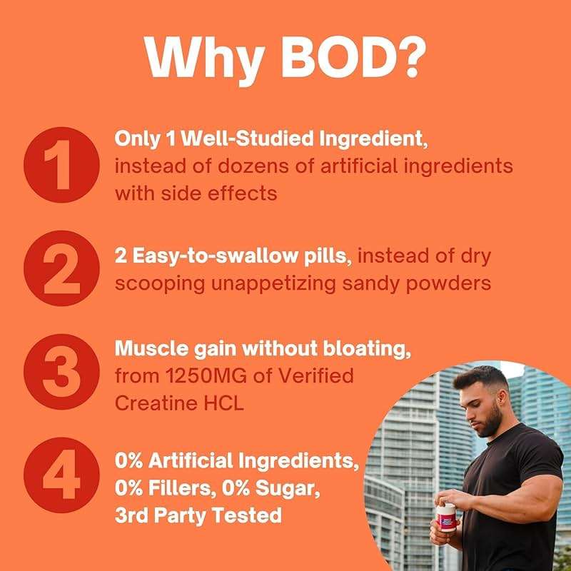 Bod Creatine HCL Capsules – 150 Pills | Creatine Hydrochloride Supplement for Men & Women | Easy-to-Swallow Alternative to Monohydrate Powder, Unflavored & Keto-Friendly - Image 7