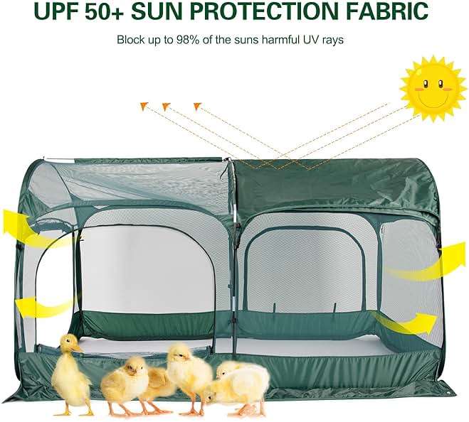 ANC POP Portable Chicken Run Large Pop-Up Chicken Pen for Small Animals Outdoor Gardening Net with 3 Doors and Handbag, Easy to Install and Storage, Green - Image 2