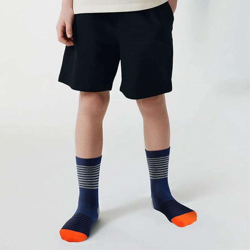 COTTON DAY Kids Boys Crew Dress Socks Bright Colorful Stripes Design - Image 3