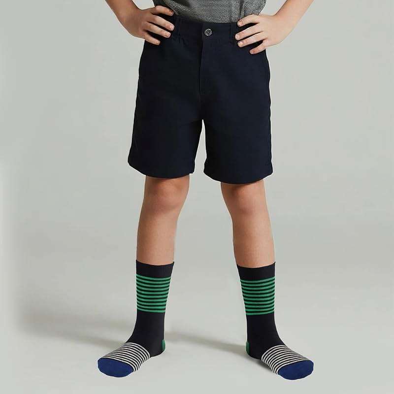 COTTON DAY Kids Boys Crew Dress Socks Bright Colorful Stripes Design - Image 4