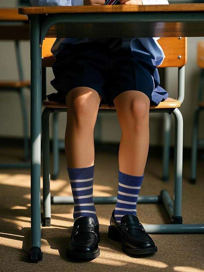 COTTON DAY Kids Boys Crew Dress Socks Bright Colorful Stripes Design - Image 5