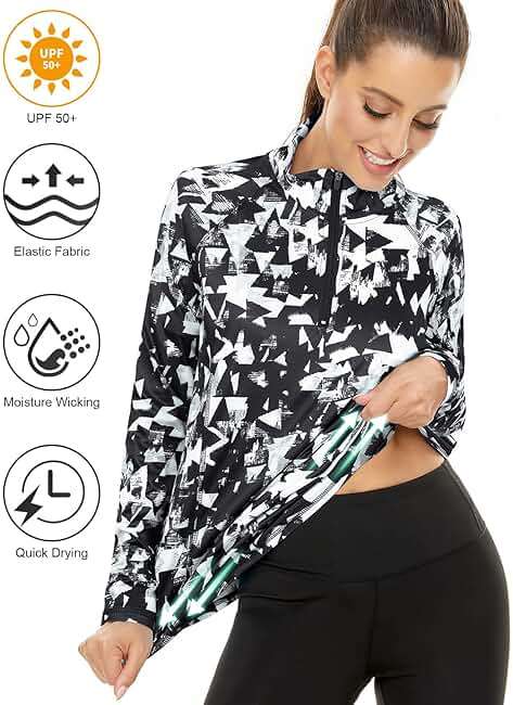 LURANEE Womens UPF 50+ Long Sleeve 1/4 Zip Pullover Athletic Hiking Running Workout Tops - Image 4